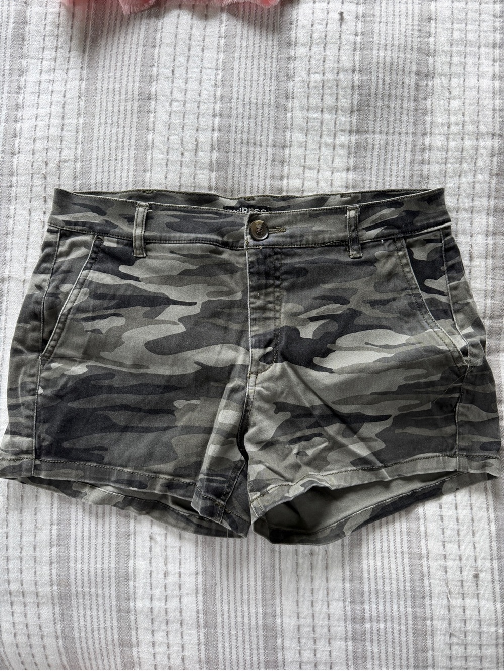 Express Camo Jean Shorts - Olive and Gray